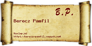 Berecz Pamfil névjegykártya